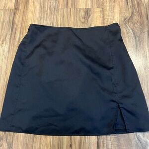 Abercrombie Black Satin Mini Skirt With Side Slit • Medium • Double Lined